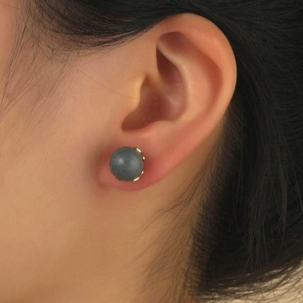 2 for $18🔥Wooden Gorgeous Minimalistic Gray Ball Stud Earrings Gold Decor